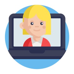 See more icon inspiration related to woman, worker, user, video conference, employee, communications, meeting, videocall, business, technology and computer on Flaticon.