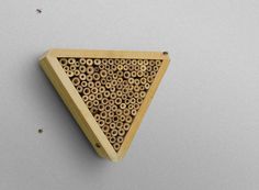 Modern Mason Bee House Designed and handmade by mkn design (made from cedar and bamboo) #mason #house #project #bamboo #bee #cedar #circles #bees #triangle #wall #gray #fun