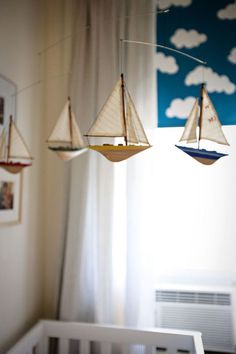 A CUP OF JO: Toby's nursery #clouds #ship #mobile #sail #baby