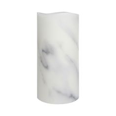 Carrara Marble Smooth Wax LED Flameless Pillar Candle, 10 x 20 cm