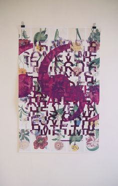 Girl Talk Letterpress Poster #conversation #print #letterpress #poster #purple #type #flowers #typography