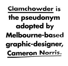 HOME PAGE : CLAMCHOWDER #skew #clamchowder #typography