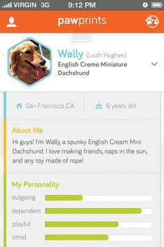 Pawprints: http://dribbble.com/shots/820524-Pawprints #profile #social #design #interface #ui #iphone #app #puppy #dog