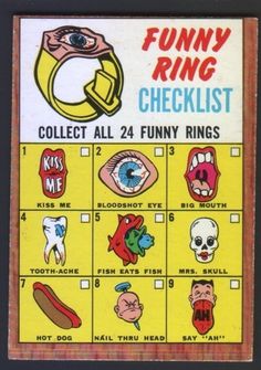 FUNNY RING CHECKLIST #kong #print #illustration #vintage #funny #ad #toy #honk