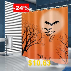 Halloween #Branches #Birds #Pattern #Waterproof #Shower #Curtain #- #MULTI