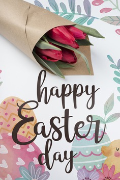 Happy easter day Free Psd. See more inspiration related to Flower, Mockup, Floral, Typography, Spring, Leaves, Celebration, Happy, Font, Holiday, Mock up, Easter, Plant, Drawing, Religion, Egg, Painting, Lettering, Traditional, Bouquet, Test, Tulip, View, Up, Happy easter, Day, Top, Top view, Eggs, Flower bouquet, Cultural, Tradition, Mock, Seasonal, Paschal and Tulip bouquet on Freepik.