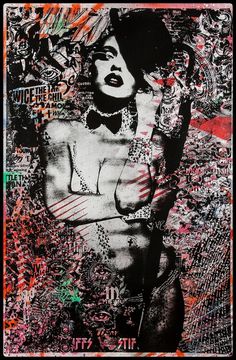 Last Of The Gang Original Canvas | Prefab77 #acrylic #prefab77 #print #punked #screen #up #spraypaint #collage