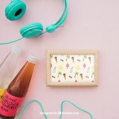 Summer decoration with frame and organic juice bottles Free Psd. See more inspiration related to Frame, Mockup, Summer, Template, Holiday, Bottle, Mock up, Decoration, Drink, Juice, Organic, Pineapple, Decorative, Vacation, Headphones, Templates, Aloha, Up, Season, Bottles, Composition, Mock, Summertime and Seasonal on Freepik.