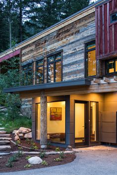 Modern farmhouse in the woods