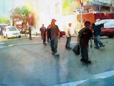 christopher st. leger - tee hee roller #urban #city #painting #street #skateboard #watercolor