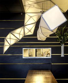 Sushi Restaurant with Origami Lights - #restaurant, restaurant, #lamp, #design, #lighting, lights, lighting design