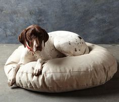 Embroidered French Linen Dog Bed #gadget
