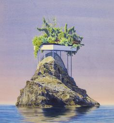 Kleptoparasitic Orphan 18x20 #plants #archiitecture #island #vintage #foliage #surreal