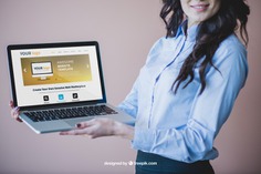 Smiling businesswoman presenting laptop Free Psd. See more inspiration related to Mockup, Business, Technology, Computer, Woman, Laptop, Presentation, Notebook, Elegant, Present, Mock up, Success, Modern, Open, Show, Display, Business woman, Screen, Up, Successful, Computer screen, Businesswoman, Holding, Smiling, Mock, Presenting and Showing on Freepik.