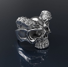 mens skull ring silver skull rings size - 20mm 3d model stl 1