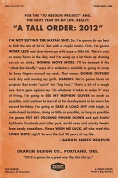 Aaron Draplin - To Resolve Project #2012 #tall #brown #order #type