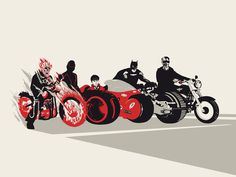 bottleneck the gang is all here Raid71 #bikes #tron #batman #hellrider #illustration #terminator