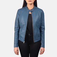 Women Blue Biker Leather Jacket – Top Leather Jackets