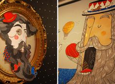 Zaczarowana Walizka #interior #pattern #beard #retro #dots #balloon #illustration #wall #bar #art #street #painting #gold #character