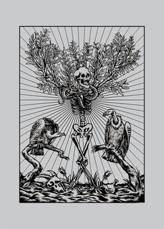 Luca Zamoc / Portfolio #skeleton #tree #illustration #death #volture