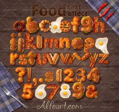 Learn how to create 3d fast food text effect. This Adobe Photoshop tutorial teaches how to apply fast food skin texture and light reflection #letters #icons #food #hot #fried #french #delicious #text #eggs #effect #fries #hamburger #dog #in #fast #bacon #sandwich #pancakes #tutorial #photoshop #3d