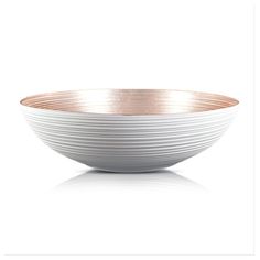 Round Glass Copper And White Bowl 24cm x 7cm