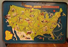 Mid Century United States Map Play Tray by Endless Treasures NJ contemporary kids decor #illustration #mid #maps #century