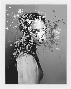 photo #white #girl #black #polaroid #portrait #and #flower