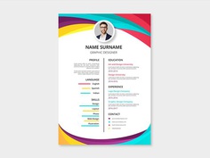 Free Two column Resume Template with Colorful Style Design