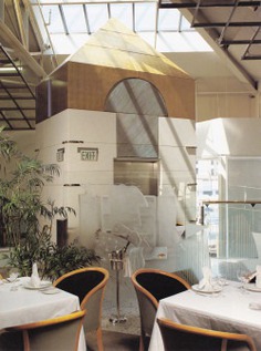 jpegfantasy: "A former Lane Bryant clothing store was converted into a dramatic setting for the Max au Triangle restaurant in Los Angeles, California, designed by Stanley Felderman, architect, in 1985. Interior Design, John F. Pile, 1988 📚 Salvaged &...