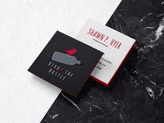 Bird and the Bottle Business Cards by Josip Kelava #bird #bottle #business #cards #black #red #josip #kelava #white