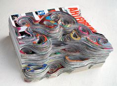 Artforum Magazines Carved into Dripping Waves of Color by Francesca Pastine #sculpture #paper #art