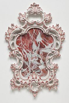 Victoria Reynolds Title: Couchon Verni, 2010 presented by Richard Heller Gallery #frame #sculpture #floral #meat #art