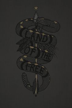 Land of the Free #lettering #feather #snake #illustration #nature #arrow #america