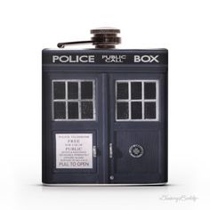 Doctor Who TARDIS (Dr. Who: T.A.R.D.I.S. Time and Relative Dimension in Space) 6oz or 8oz Liquor Hip Flask #tardis #police #flask #doctor #box #who #drwho #telephone #hip