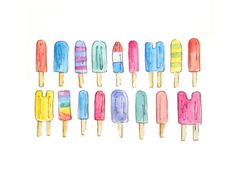 #popsicles #summer #color #watercolor #pattern #cool #treat #snack