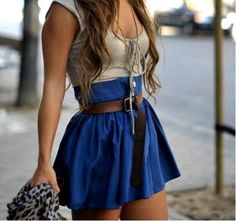 Fancy - Navy Blue Pleated Skirt #fashion