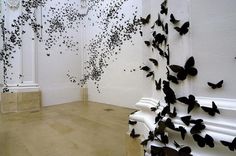 Black Paper Moths Cloud8 #interior #butterflies #art #paper #decoration