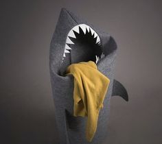 Felt Shark Laundry Hamper #fabric #clothes #hamper #design #shark #laundry #product #felt