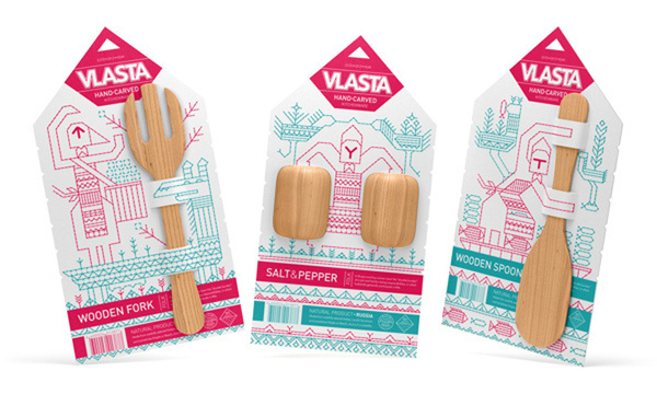 Vlasta Kitchenware packaging by Galya Akhmetzyanova & Pavla Chuykina branding #wood