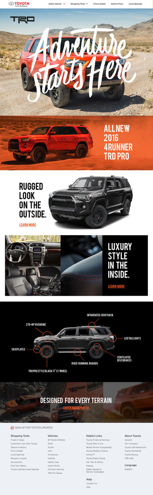 Toyota 4Runner Landing Page #web #design #UX #car