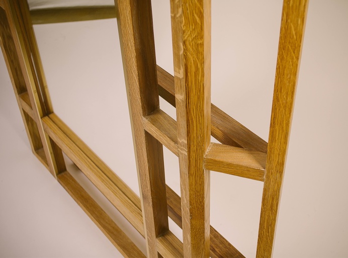 Mirror WALLOUT ZEPPELIN Fly Massive Millworks #mirror #interior #wall #oak #wood #brass #constructivism #modernism