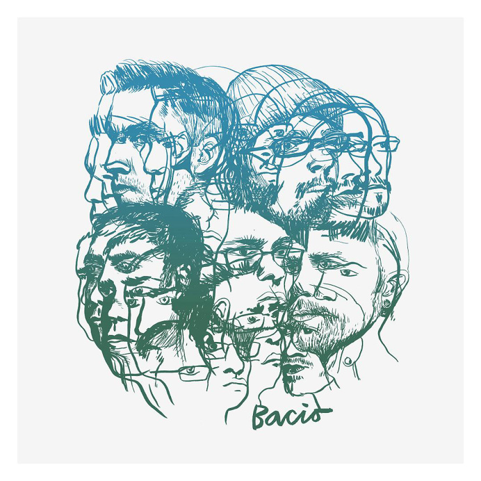 #bacio, #album cover, #illustration, #cd, #vinyl, #green, #blue, #gradient