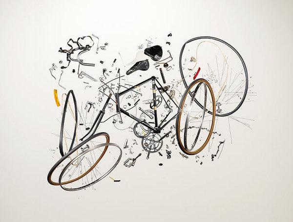 8: Bicycle, 1980s | A Photographer Finds Order And Chaos In Disassembled Gadgets | Co.Design: business + innovation + design #photo #explosion #bike