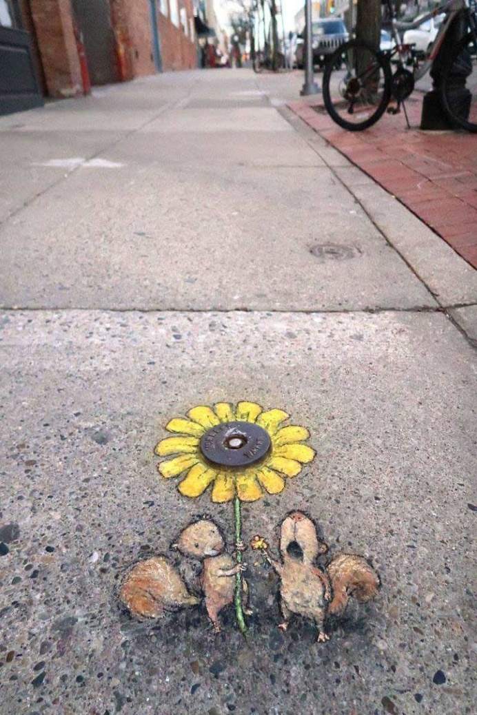Sidewalk Chalk Drawings on the Streets of Ann Arbor by David Zinn