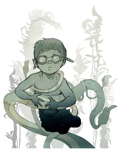 The Curious Exhibition on the Behance Network #boy #illustration #anime #water