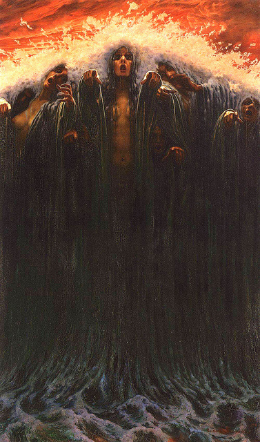 Carlos Schwabe - The Wave #illustration #women #wave #water #horror