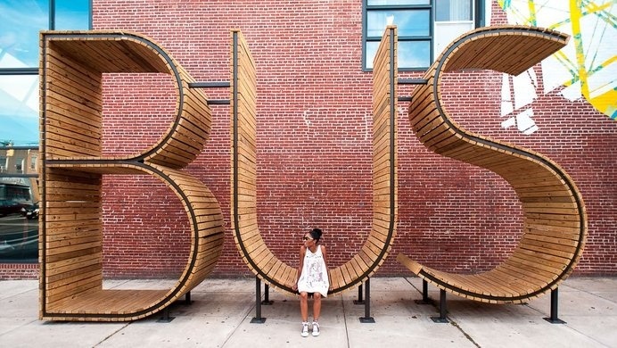 BUS stop in Baltimore - three huge letters - www.homeworlddesign. com (7) #bus #urban #design #station