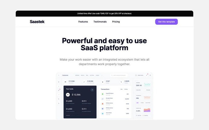 Saastek - Landing Page Carrd Template #webdesign #landingpage #design #onepage #website #carrd