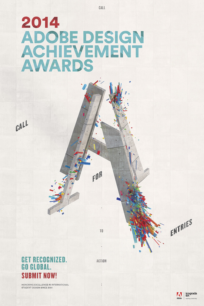 Adobe Design Achievement Awards 2014 #poster #graphicdesign #ADAA2014 #typography #3dtype #jeffhandesign
